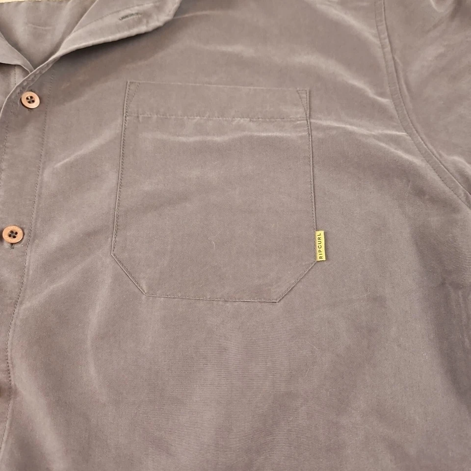 Rip Curl Grey Casual Button Up Cotton Blend Party Shirt Men's XL - Image 3 of 4