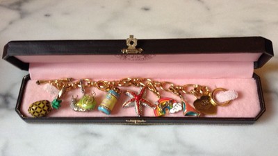 Juicy Couture 6 Charms & Bracelet Pineapple, Starfish, Bubbles, Snail, Bikini...