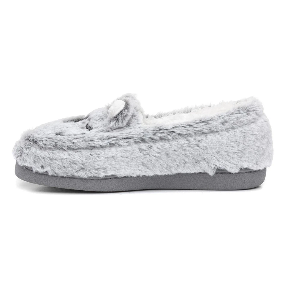 The Slipper Company Womens Slippers Grey Moccasin Faux Fur Rebel SIZE - Image 4 of 4