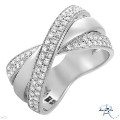 Della Riva Italy 18K White Gold Ring With S/Clean F-G/VS Diamonds. Size 7. New