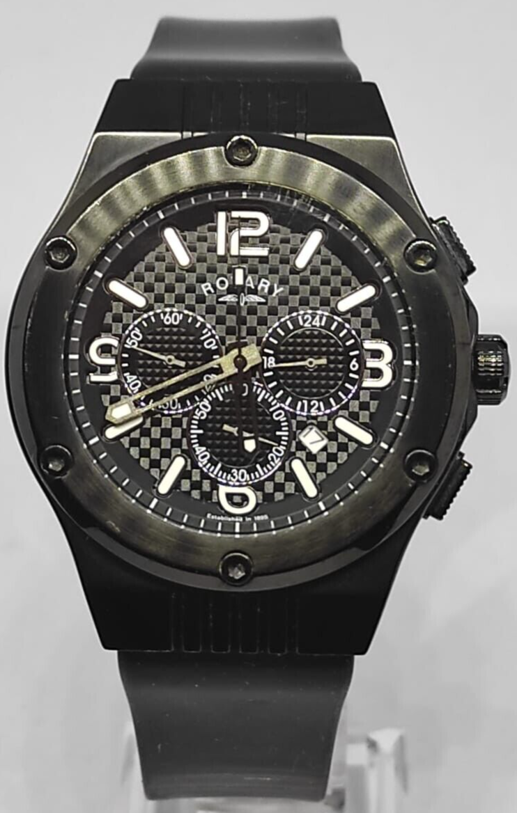 Rotary Gs03632/c/19 Mens Black Stealth Chrono Watch 100m for