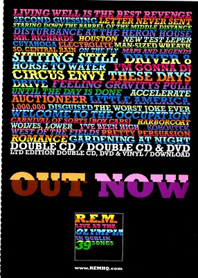 PTP138 MAGAZINWERBUNG 11X9'' R.E.M. LIVE AT THE OLYMPIA IN DUBLIN