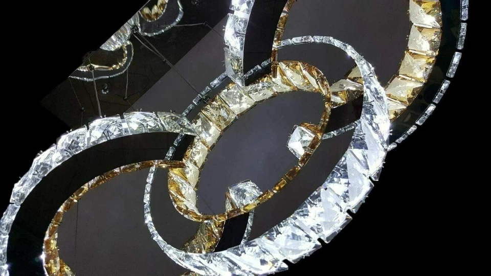 Lampadario a Sospensione LED 30W Anelli Effetto Cristallo IP20 Salone Camere - Immagine 2 di 4