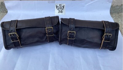 MOTORCYCLE MOTORBIKE REAL LEATHER TOOL ROLL SADDLE 2 SIDE BAG JMB TM