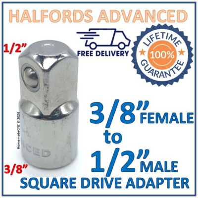Halfords Advanced 3/8'' Female to 1/2'' Male Square Drive Adapter - New - Free P&P