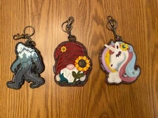 CHALA "OTHER" KEY FOBS - BIG FOOT, GNOME & UNICORN - COIN PURSE ON THE BACK