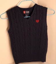 Chaps Sweater Vest Boys Size 7 Navy Blue V-Neck