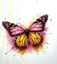 30 MONARCH BUTTERFLY PINK YELLOW ENVELOPE SEALS LABELS STICKERS 1.5" ROUND