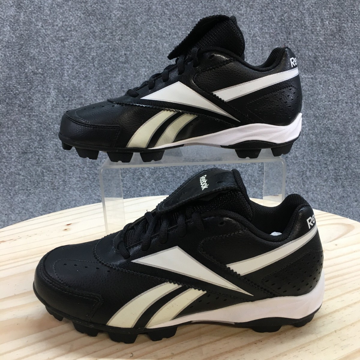 その他 r Reebok Shoes Womens 5.5 Baseball Cleats Black Faux Leather Lace Up