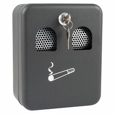 WALL MOUNTED METAL LOCKABLE OUTDOOR CIGARETTE ASHTRAY ASH BIN WITH LOCK OUTDOOR