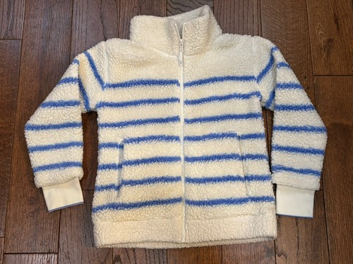 Vineyard Vines Blue White Striped High Pile Fleece Zip Up Sweatshirt Kids 10/12