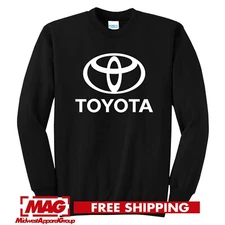 TOYOTA BLACK CREWNECK WHITE Sweatshirt Tacoma Supra Celica Automotive Racing Car
