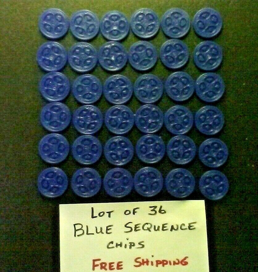 Sequence BLUE CHIPS New Free Shipping MARKERS Lot Replacement Game 36 of Quality inspection Pieces
