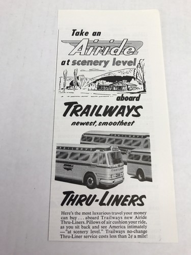 Trailways Tru-liners Bus Vtg 1954 Print Ad Advertising Art Travel - Picture 1 of 3