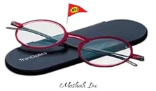 ThinOptics Unisex Adult Glasses Reading, Regular Case / Round Red, 2.00 US