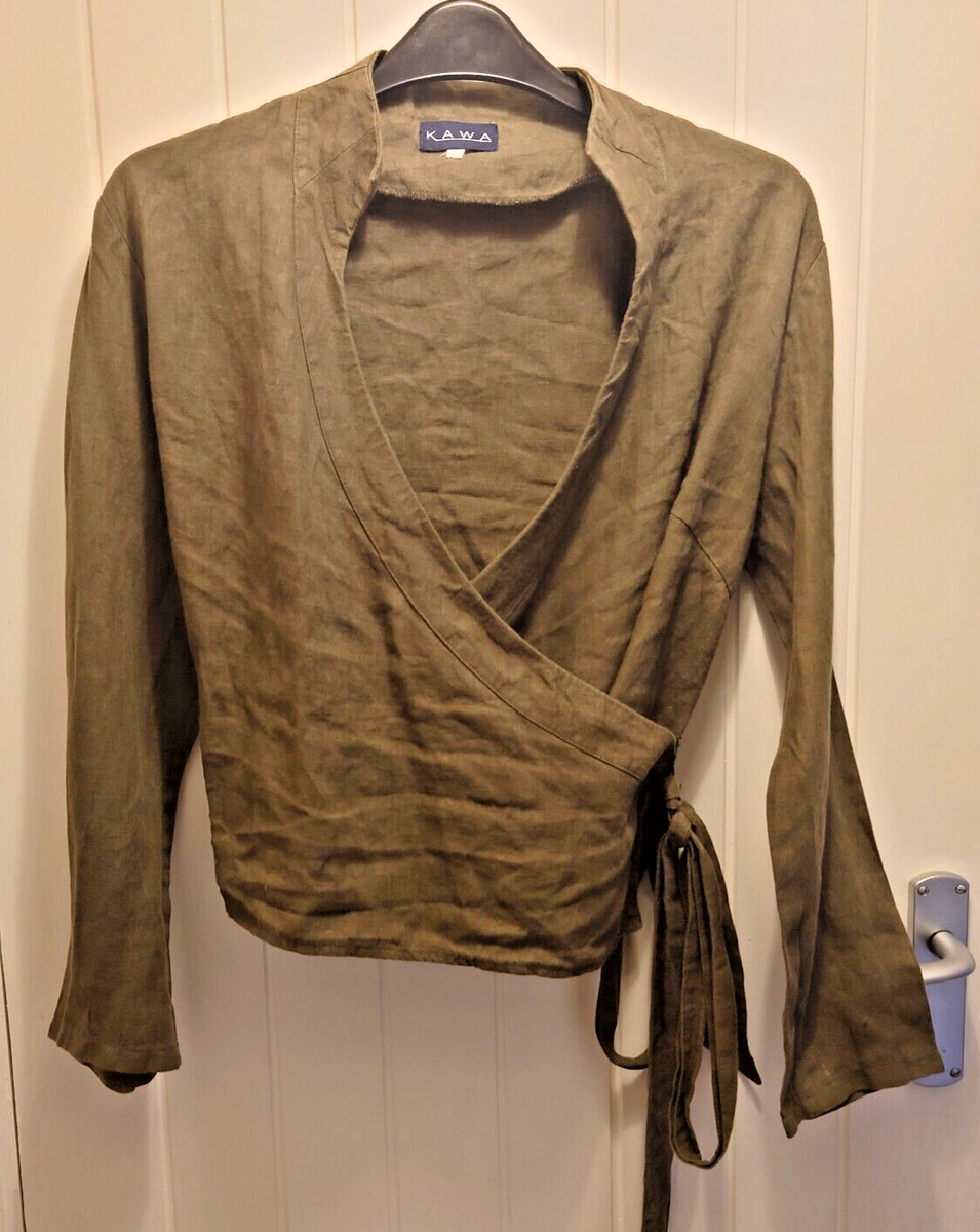 KAWA Dark Olive Linen Ballet Top EU Size 46 UK Size 20/22 VGC