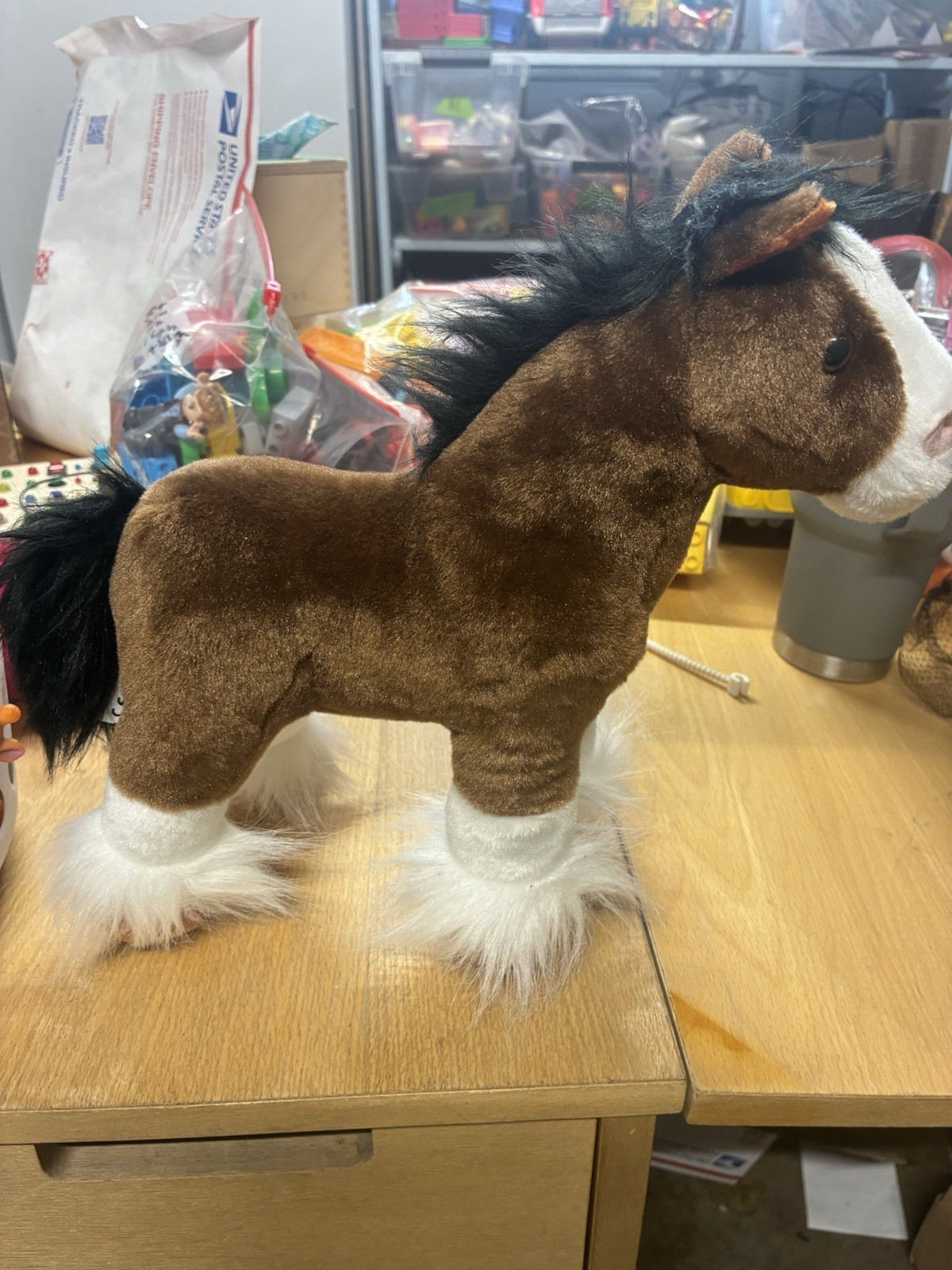 Wild Republic Clydesdale Horse Plush Stuffed Animal Brown White With Black Mane