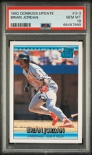 1992 DONRUSS UPDATE #U-3 BRIAN JORDAN ROOKIE RC PSA 10