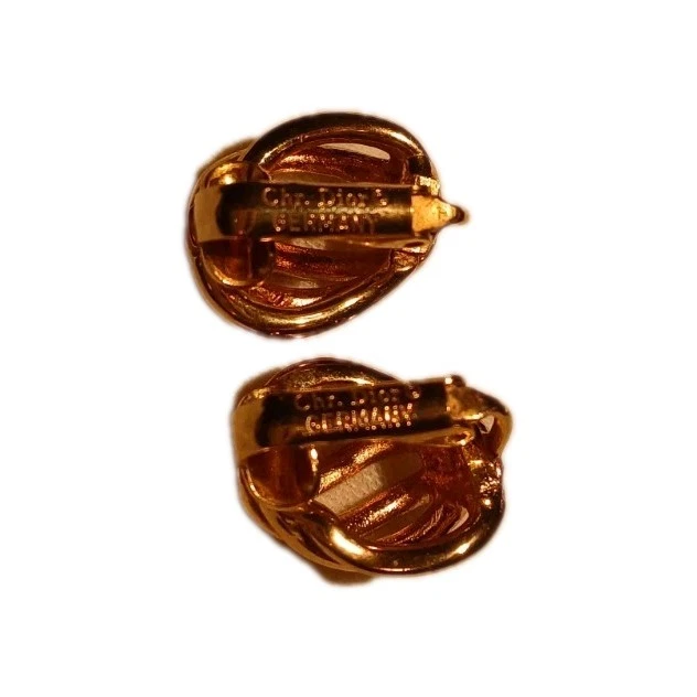 Christian Dior Vintage Años 80 Doble Nudo Ovalado Cuerda Enclavamiento Aro Clip, Pendientes Foto 2 de 4