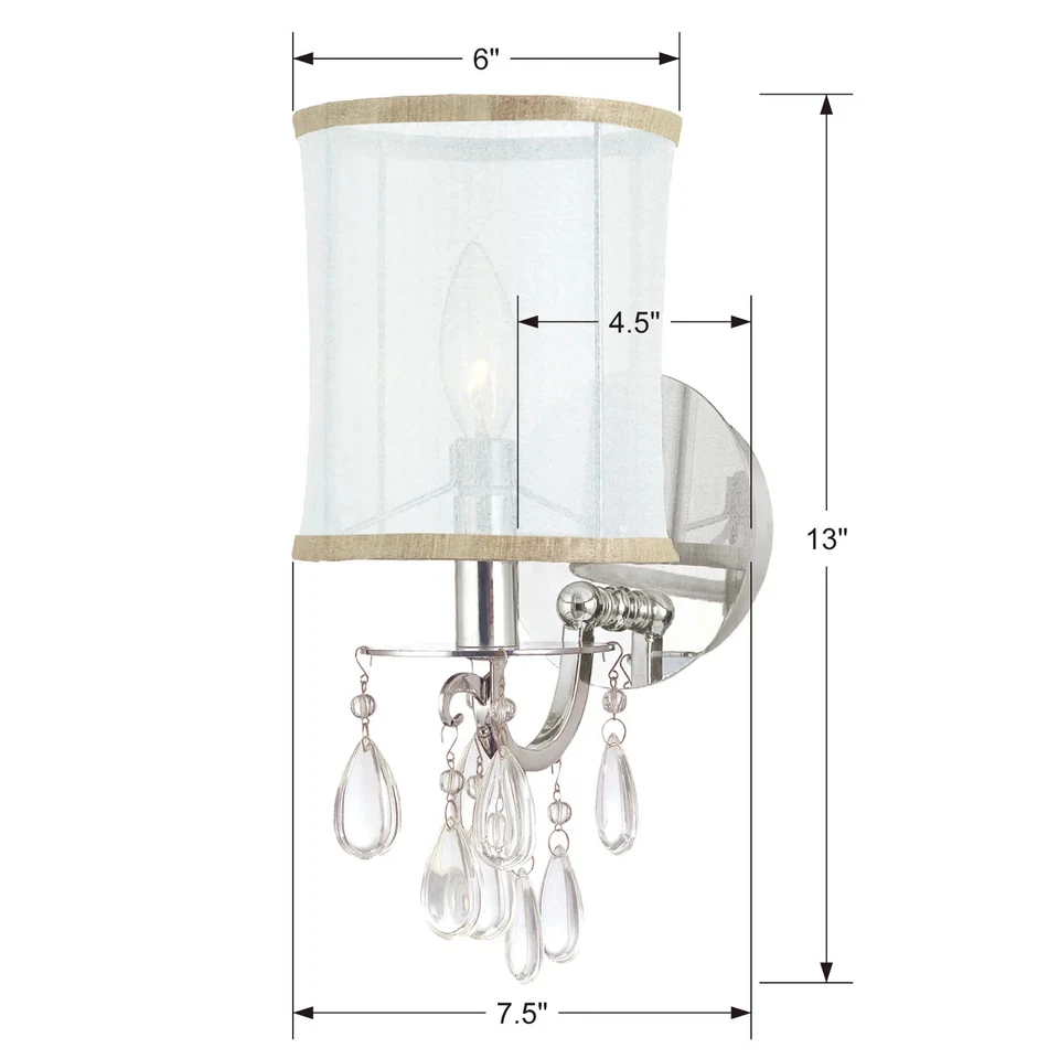 Aplique cromado de 1 luz Hampton - 5,5"" de ancho x 13"" de alto x 7,5"" de ancho x 13"" Foto 3 de 3