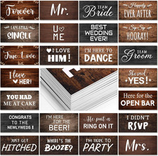 24 Designs Rustic Wedding Photo Booth Props Double Sided 11X5.5 Inch Photo Bo...