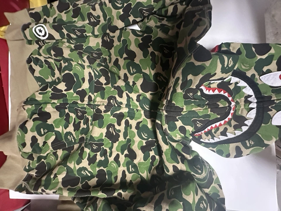 Bape By A Bathing Ape Men's S Camo Shark Full Zip Hoodie Multicolor Green WGM - Image 2 of 4