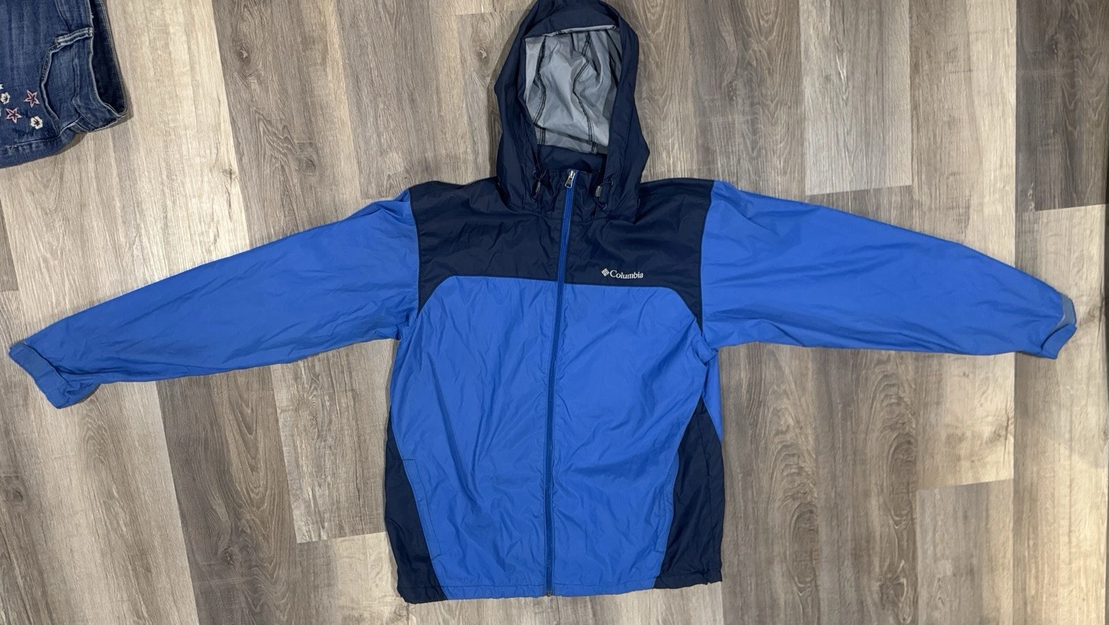 Columbia 1533891 Waterproof Breathable Men's Hooded Packable Sz L Blue Outdoors