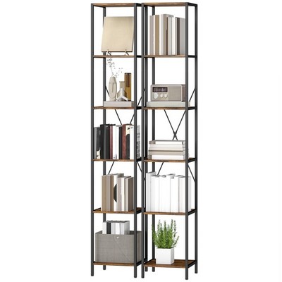 HOMCOM Bücherregal 2er-Set Regal mit 6 Ebenen Standregal