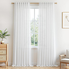 Tende Lino Semitrasparenti per Interni Bianche Camera Da Letto Soggiorno Moderne