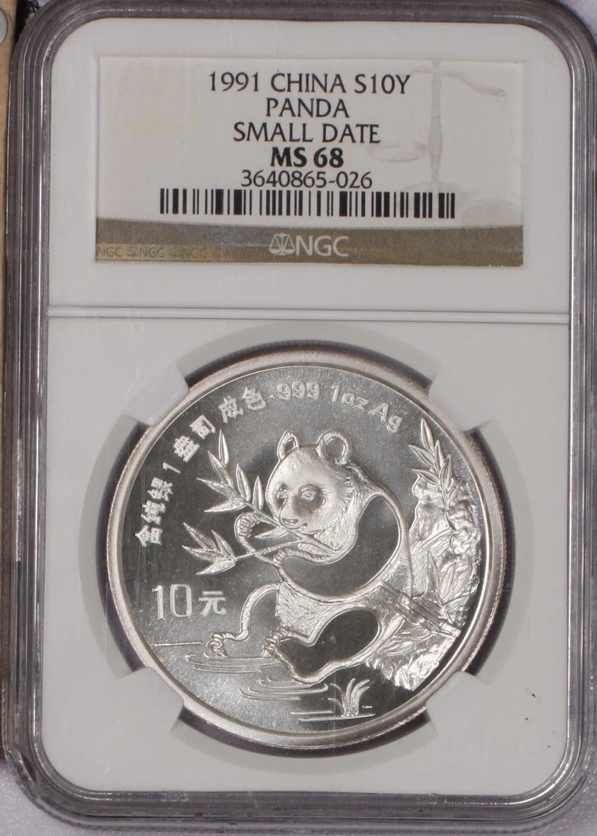 Chinese Panda MS 68 Grade NGC Certified Silver Bullion Coins for