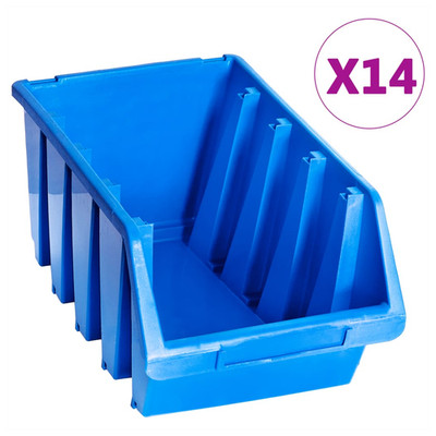 Lagerkästen blau Kunststoff 116x161x75 mm stapelbar Etikettenfach 20er Pack für Garage.