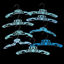 Vintage MCM Baby Clothes Hangers Plastic Blue 9 pc Lot