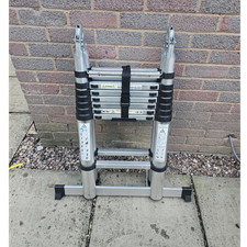 Telescopic Aluminium Ladder 2.5M+2.5M, 150kg Load, 5.0m Reach