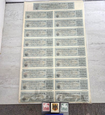 Sheet Of 19 Consecutive Numbered Uncut German Bonds Plus 3 Unused German Stamps