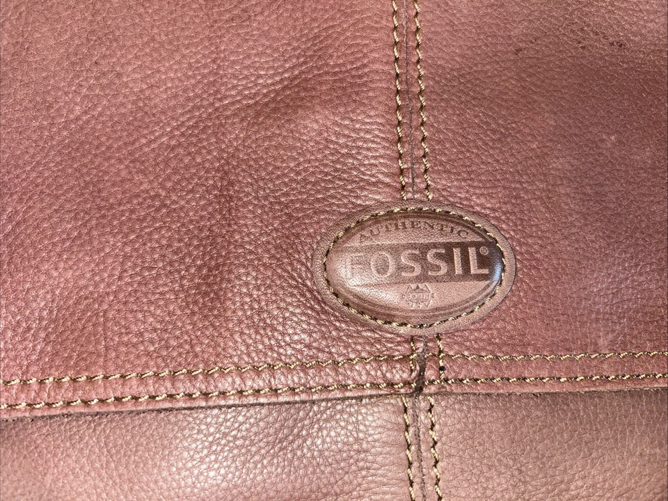 Fossil brown leather messenger bag - Image 2 of 4