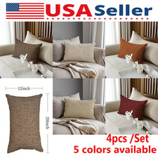 12" x 20" Linen Throw Pillow Cover 4PCS Lumbar Pillowcases Decorative Lumbar
