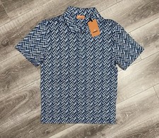 Missoni ZigZag Navy Blue Pastel Polo Top BNWT Small Mens S Striped