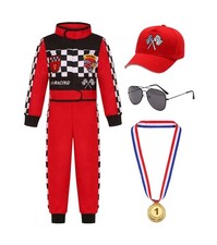 Kids Race Car Driver Costume Set Boys Girls Racer Jumpsuit Hallowee... Fast Ship