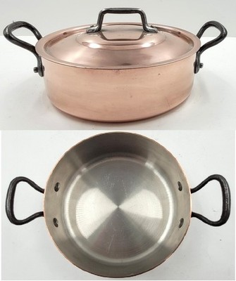 TOP UNBENUTZT Vintage French 2mm Villedieu Kupfer Kasserolle 18cm Topf Schale Pfanne