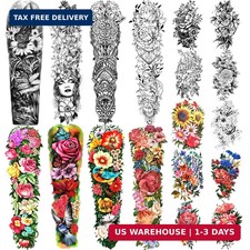 Temporary Tattoo Full Arm 8 Sheets and Half Arm Shoulder Waterproof Fake Tattoos