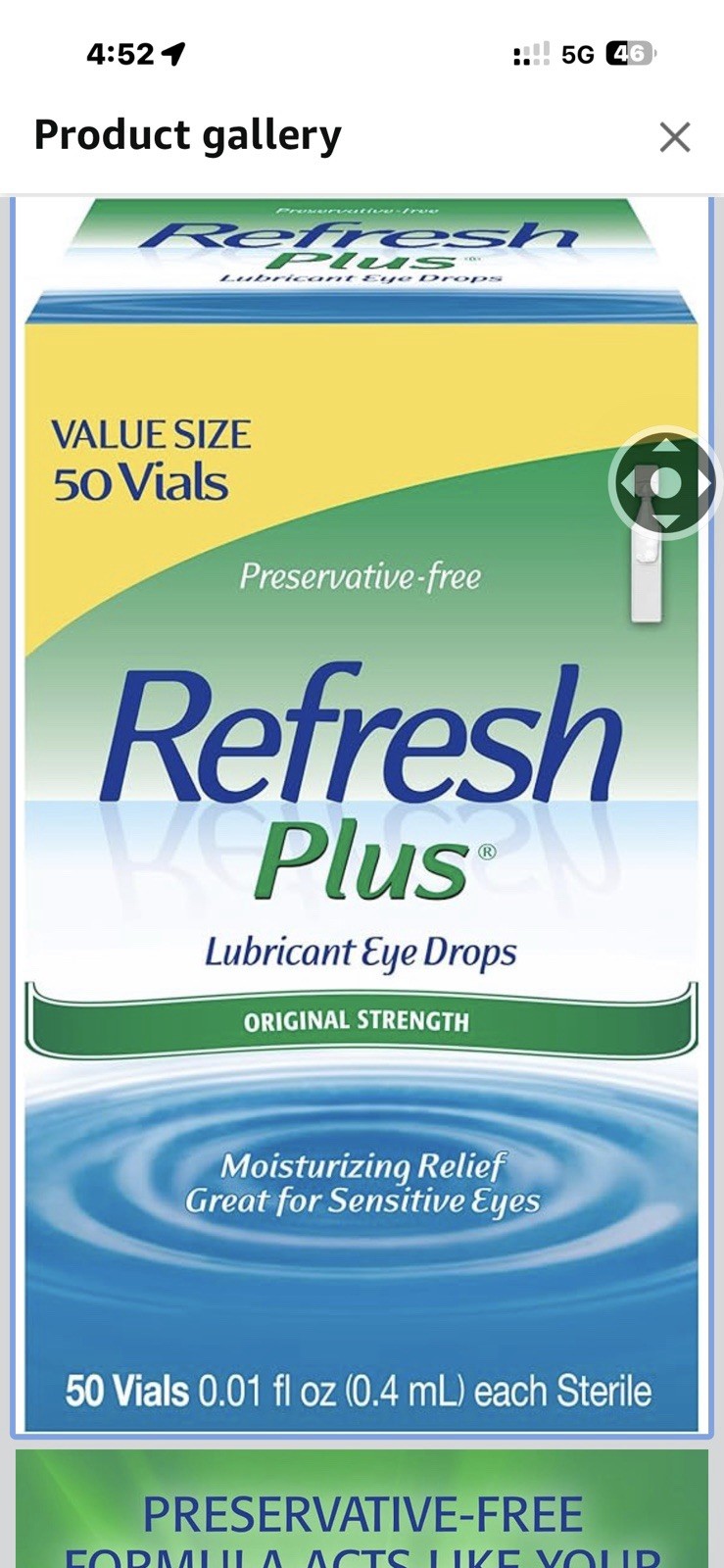 Refresh Plus Lubricant Eye Drops, Preservative-Free, 0.01 Fl