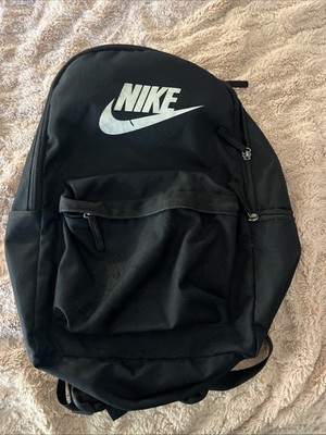 Nike 72 Sport Backpack Bookbag Travel Hiking Black White Logo Swoosh | eBay