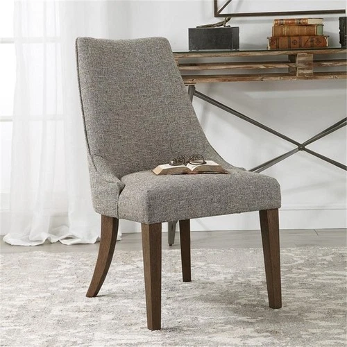 Uttermost Daxton Contemporary Wood and Fabric Armless Chair in Dark Walnut - Picture 7 of 8