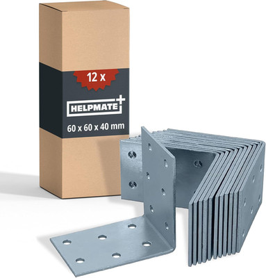 HELPMATE   12 Stück Lochplattenwinkel 60x60x40 mm   Winkelverbinder galvanisch v