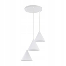 Image of Cono E27 White Pendant Light - 3 Cone Shades, Metal, 140cm H