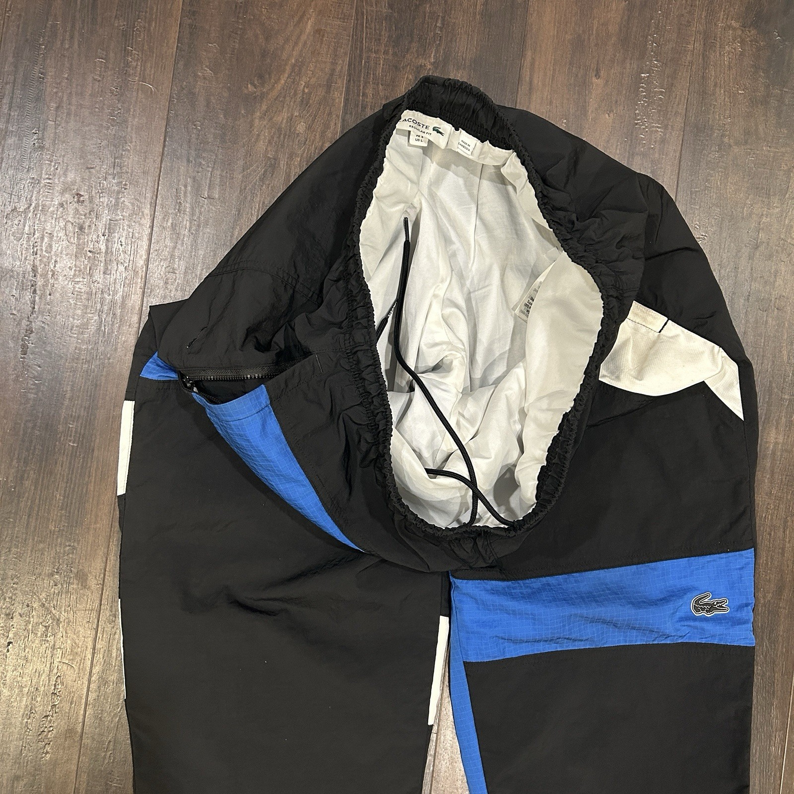 Lacoste Sport Colorblock Track Pants Nylon Windbreaker Joggers Black Blue White thumbnail 7