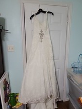 Demetrios Satin Wedding Dress Size 12, Demetrios Ivory Gown