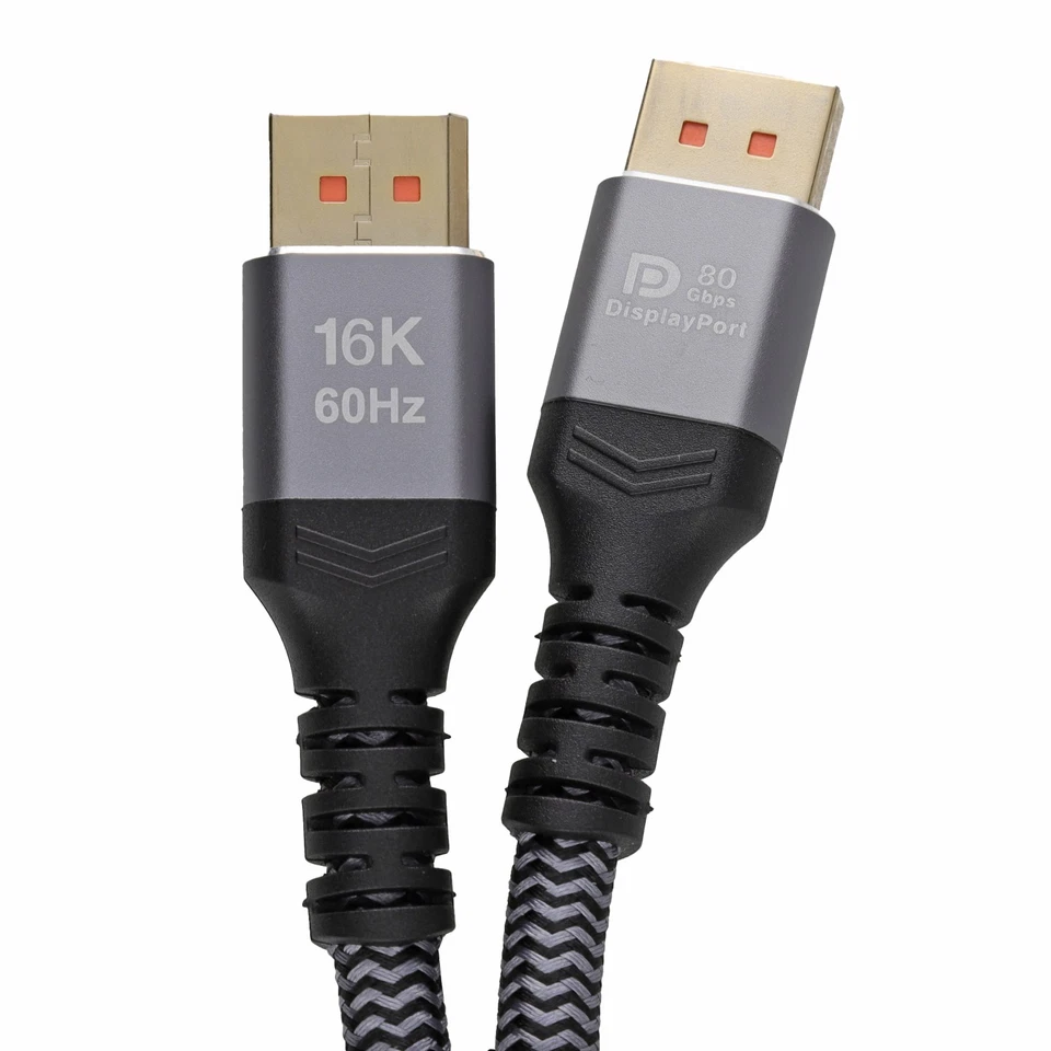 Certified DisplayPort v2.1 UHBR20 16k@60Hz/8K@240Hz/4K@144Hz 80G Cable Gold 1m