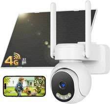 24/7 Registrazione AOV 4G Telecamera Esterno Con SIM, 2K PTZ Telecamera Solare C