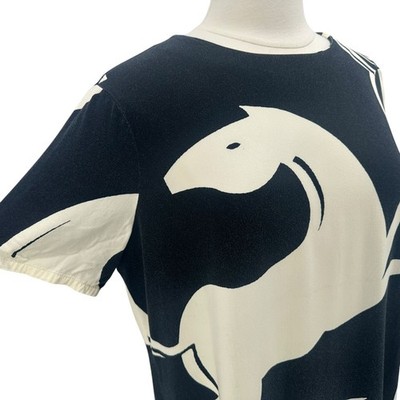 Corey Lynn Calter Womens Large Dress Caballos Midi Black Cream Horses | eBay